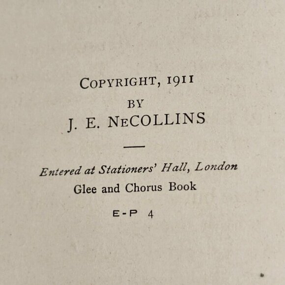 Glee & Chorus Book J.E. NeCollins 1911 Hardcover Set of 2 Songbook Vintage - Picture 11 of 11
